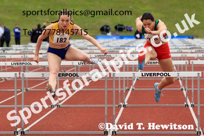 Senior womens 100 metres hurdles, 2022 Northern Senior and Under-20 Champs., Wavertree Athletics Centre, Liverpool. Photo: David T. Hewitson/Sports for All Pics